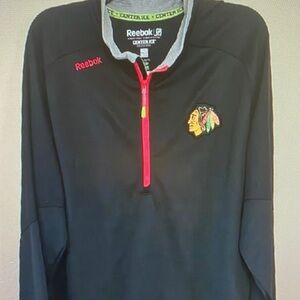 Reebok Black Pullover with Red Zip and Embroidered Logo